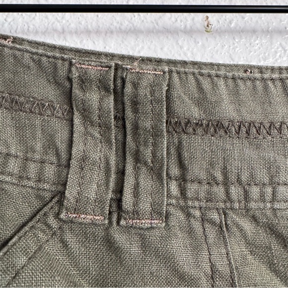 INC Olive Green Linen Cropped Pants With Sequins and Embroidered Details Size 8 - Picture 4 of 11